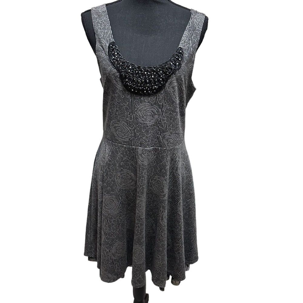 Free People Large Rose Fit and Flare Tulle Skirt Sleeveless Dress Whimsygoth